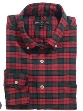 J Crew Red Green Poinsettia Plaid Shirt